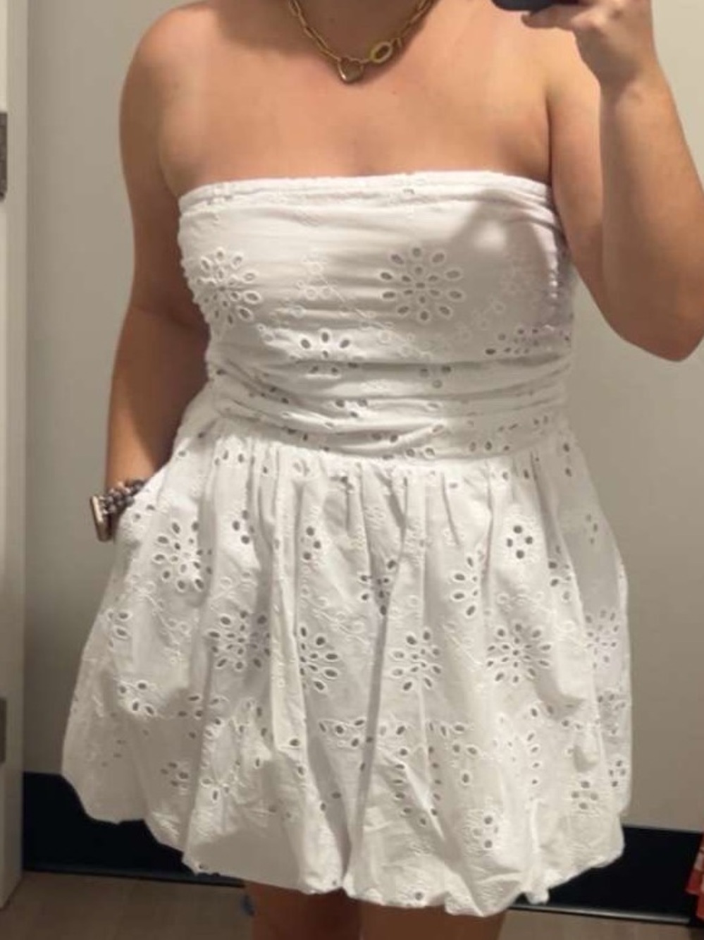 Strapless White Eyelet Sundress